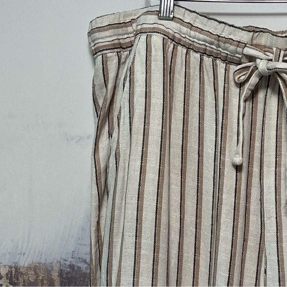 OLD NAVY Linen Blend Wide Leg Pants Women's Size L Grey Multi Stripe Beach BOHO - Picture 4 of 16